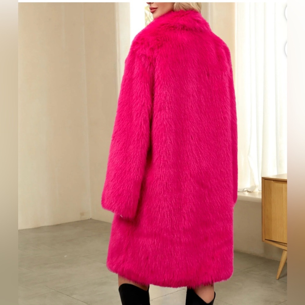 KAYLEE BOUTIQUE / Faux Fur Coat/ Pink / NWT/ Small/ Ptp-21” - Picture 2 of 5